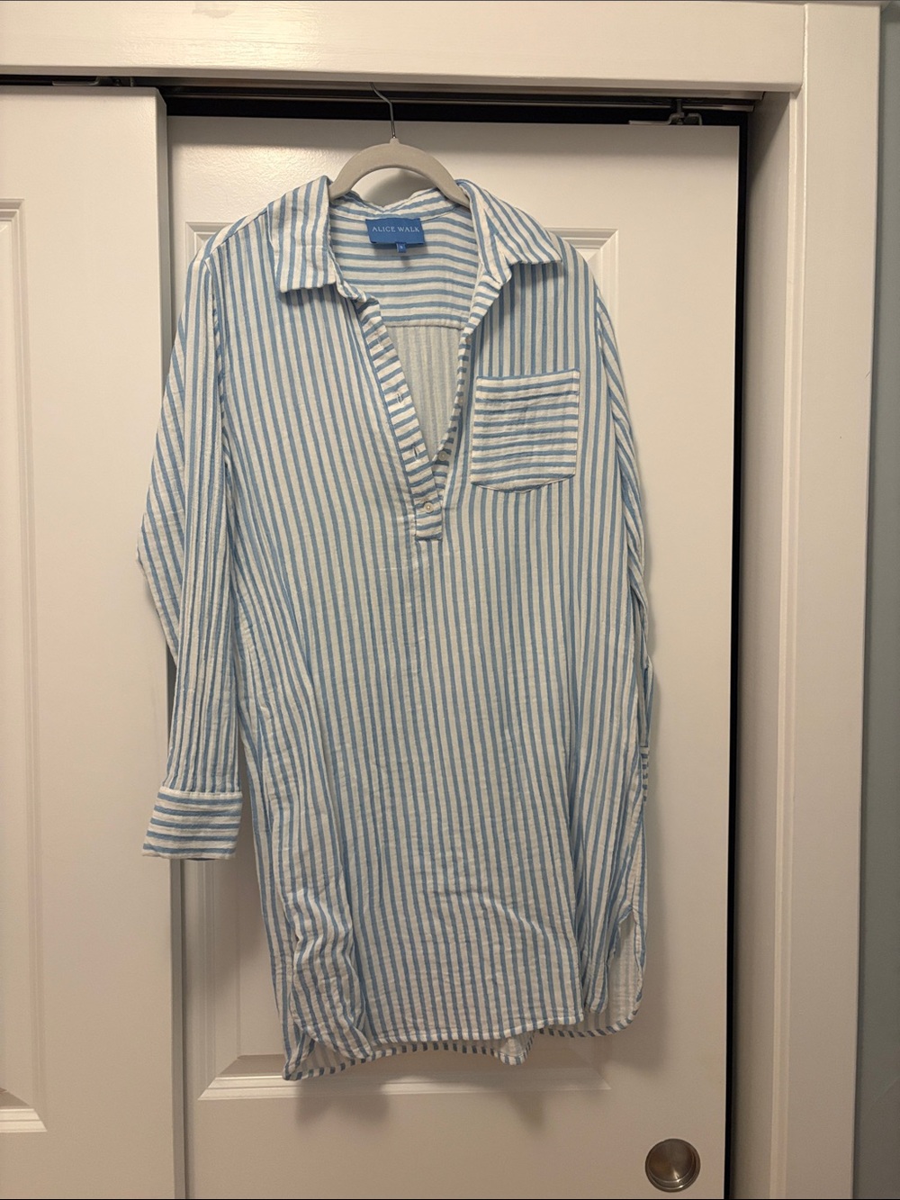 Alice + Olivia Blue and White Striped Tunic Dress